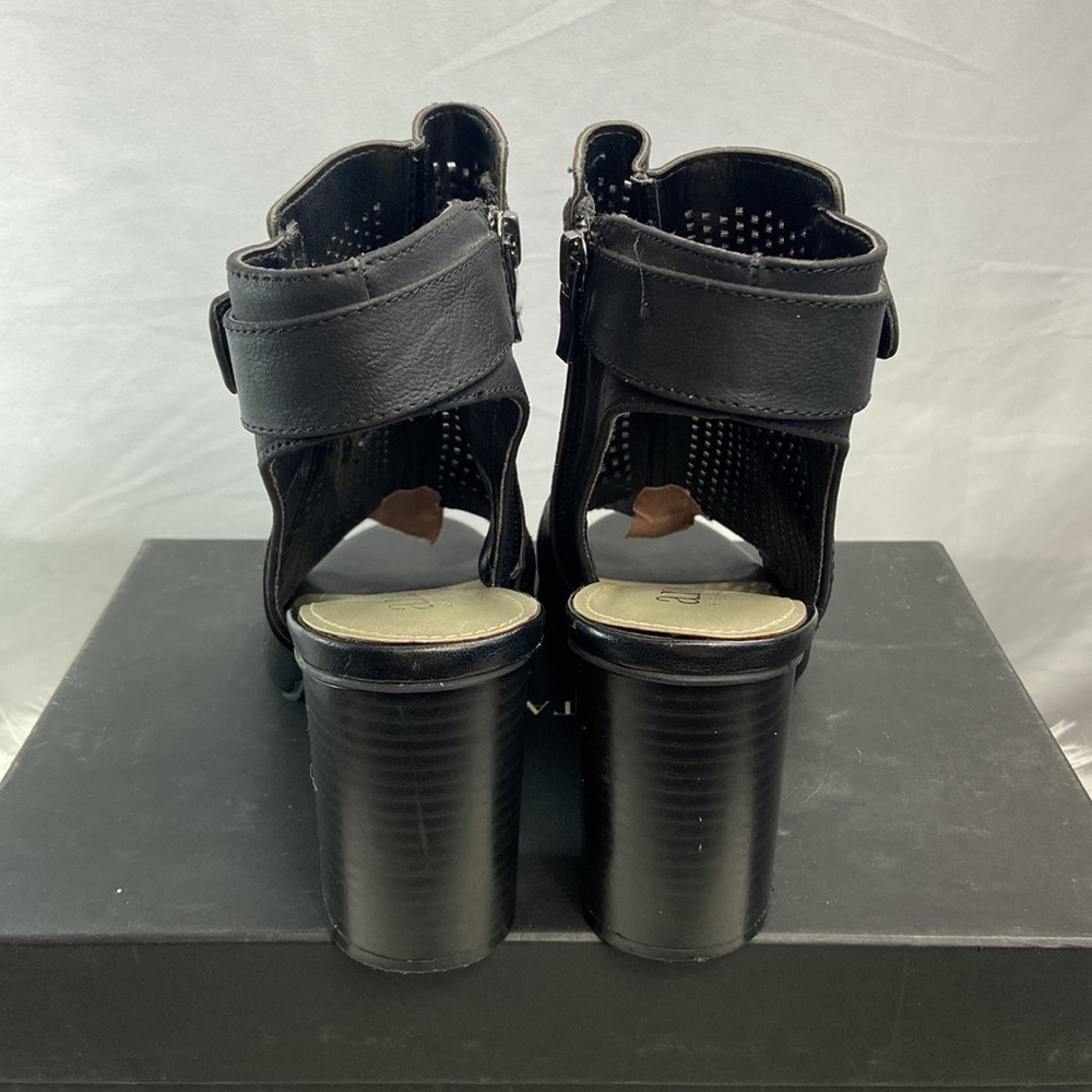 ANA “ANA TROUT” Vegan Leather Peep Toe Punch Out Heel - Picture 4 of 10